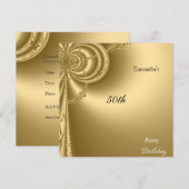 Invitation Anniversaire Or Fête (Devant / Derrière)