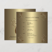 Invitation Anniversaire Or Floral 2 (Devant / Derrière)