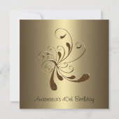 Invitation Anniversaire Or Floral 2 (Dos)