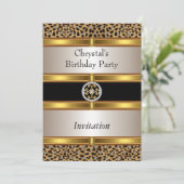 Invitation anniversaire or impression léopard (Debout devant)