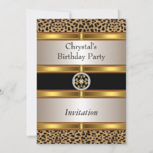 Invitation anniversaire or impression léopard