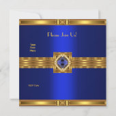 Invitation Anniversaire Or sur Bijou bleu or (Dos)