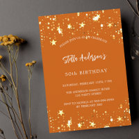 Anniversaire orange or étoiles luxe moderne