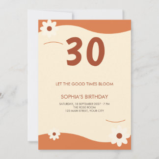 Invitation Anniversaire Orange Retro Daisy Milestone