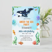 Invitation Anniversaire orque sous la mer (Debout devant)