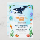 Invitation Anniversaire orque sous la mer (Devant / Derrière)
