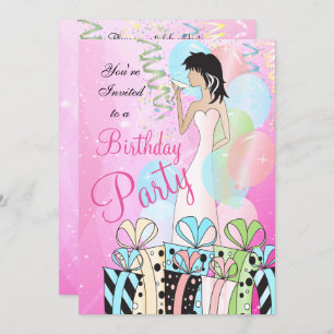 Invitation Anniversaire ou Bachelorette Party Diva Princess G