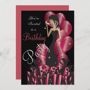 Invitation Anniversaire ou Bachelorette Party Diva Princess G