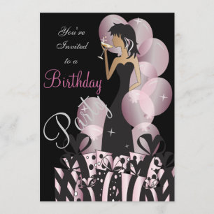 Invitation Anniversaire ou Bachelorette Pink Party fille