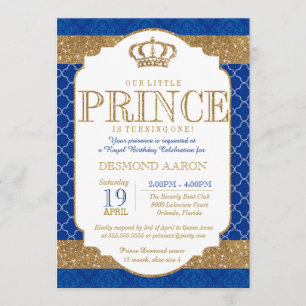 Invitation Anniversaire ou douche du Petit Prince Royal Blue 