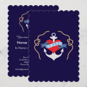 Invitation Anniversaire ou Mariage sur un bateau Ancre nautiq (Devant / Derrière)