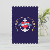 Invitation Anniversaire ou Mariage sur un bateau Ancre nautiq (Debout devant)