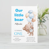 Invitation anniversaire ours ballon (Debout devant)