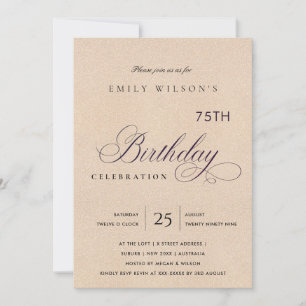 INVITATION ANNIVERSAIRE PAILLETÉ ROSE PÂLE TOUT ÂGE SIMPLE