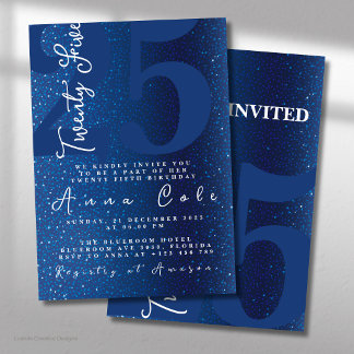Invitation Anniversaire Paillettes Bleues Brillant