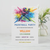 Invitation Anniversaire Paintball Gouche Colorée (Debout devant)