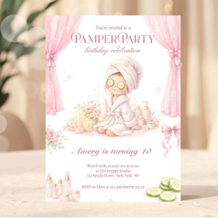 Invitation Anniversaire Pamper Party Fête au Spa Rose et Ch