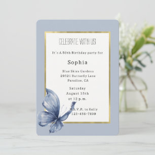 Invitation Anniversaire Papillon Bleu