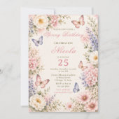 Invitation Anniversaire Papillon Floral (Devant)