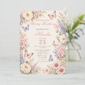 Invitation Anniversaire Papillon Floral (Debout devant)