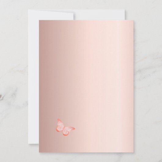 Invitation Anniversaire papillon pampas herbe blush or rose (Dos)