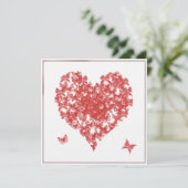 Invitation Anniversaire Papillon Rose Kaki Cœur (Debout devant)