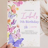 Invitation Anniversaire Papillon Rose Violet