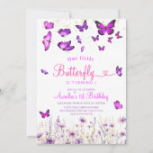 Invitation Anniversaire papillon violet (Devant)