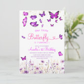Invitation Anniversaire papillon violet (Debout devant)