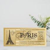 Invitation anniversaire Paris billet d'or Paris (Debout devant)