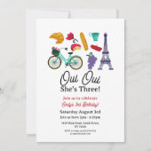 Invitation Anniversaire Paris Oui Oui Trois Filles (Devant)