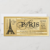 Invitation anniversaire Paris Ticket Or Paris (Devant)
