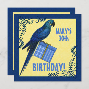 Invitation Anniversaire Parrot bleu et jaune Macaw