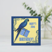Invitation Anniversaire Parrot bleu et jaune Macaw (Debout devant)