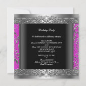 Invitation Anniversaire Partie Diamond Hot rose Floral Argent (Dos)