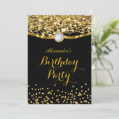 Invitation Anniversaire Parties scintillant Gold Black Invita (Debout devant)