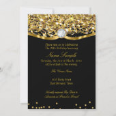 Invitation Anniversaire Parties scintillant Gold Black Invita (Dos)