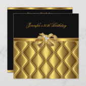 Invitation Anniversaire Party Gold Tile Trier Black Diamond (Devant / Derrière)