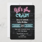 Invitation Anniversaire Party Neon Connexion Brick Wall (Devant)