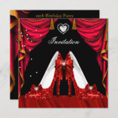 Invitation Anniversaire Party Red Gold Chaussures (Devant / Derrière)
