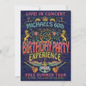 Invitation Anniversaire Party Rock Band Concert Ticket Retro  (Devant)