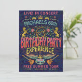 Invitation Anniversaire Party Rock Band Concert Ticket Retro  (Debout devant)