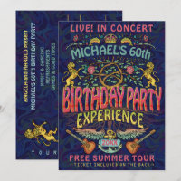 Anniversaire Party Rock Band Concert Ticket Retro