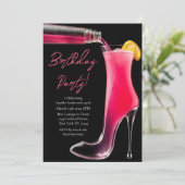 Invitation Anniversaire Party-Stiletto et cocktails (Debout devant)