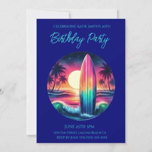 Invitation Anniversaire Party-Surboard Échap- (Devant)
