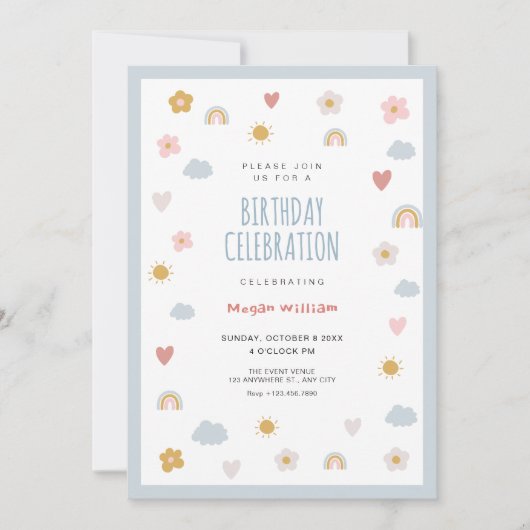 Invitation Anniversaire pastel (Devant)