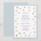 Invitation Anniversaire pastel (Devant / Derrière)