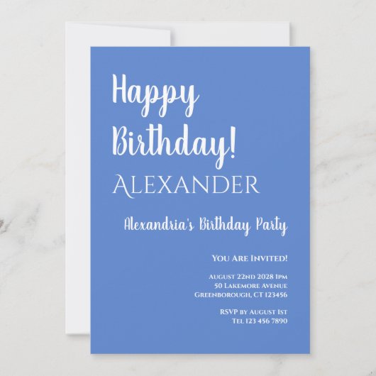 Invitation Anniversaire Pastel Blue Joyeux Anniversaire (Devant)