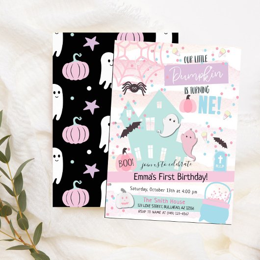 Invitation Anniversaire pastel de la petite citrouille pour s