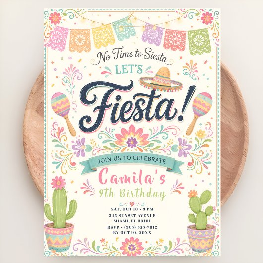 Invitation Anniversaire Pastel Fiesta